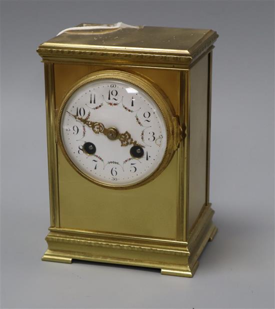 An early 20th century French brass mantel clock